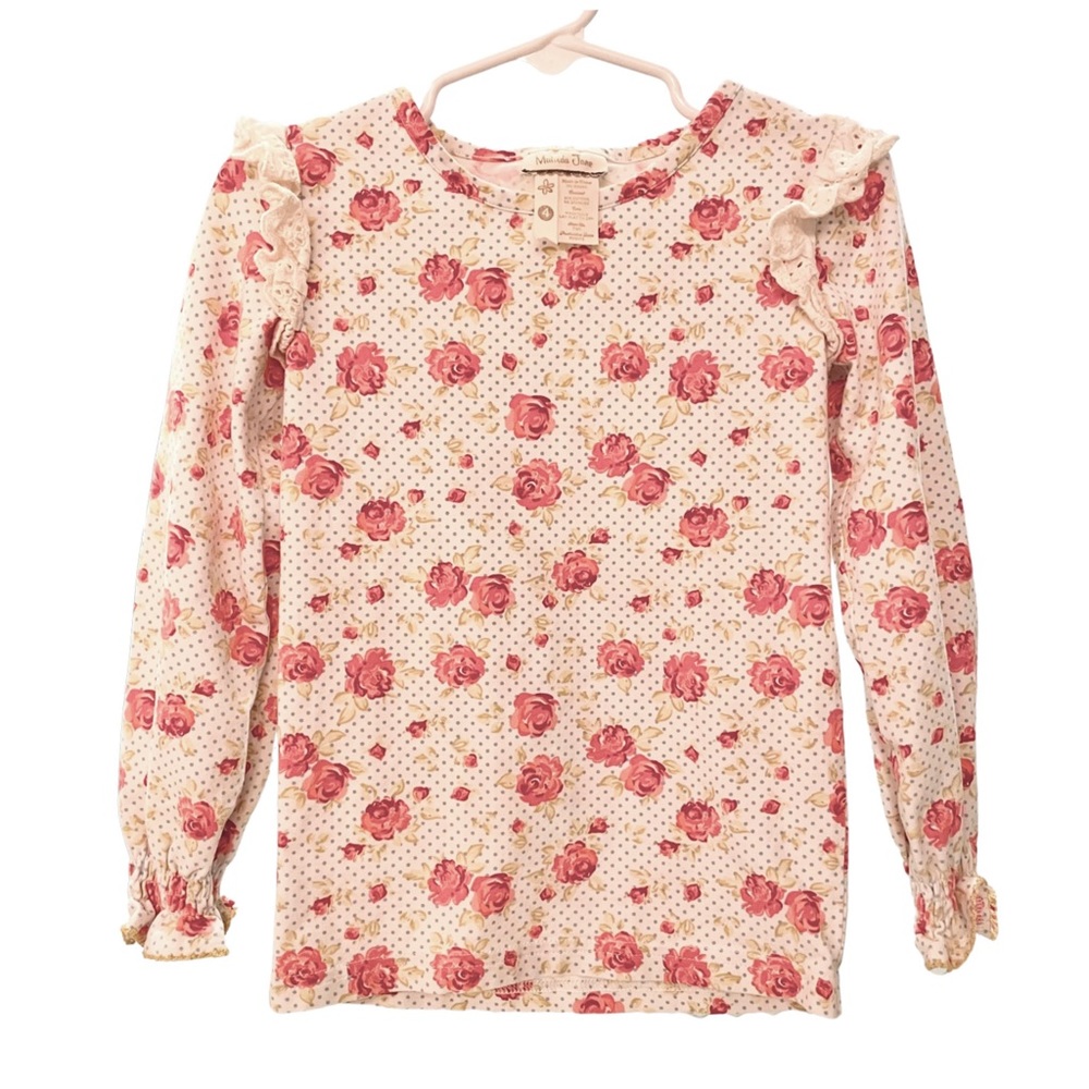 Matilda Jane Long Sleeve Top Girls Size 4 / Georgia Lace Ruffle Floral Rose - Picture 1 of 8